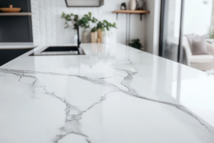 A stylish modern kitchen in Bangalore, showcasing countertop installation and premium design solutions for residential interiors.